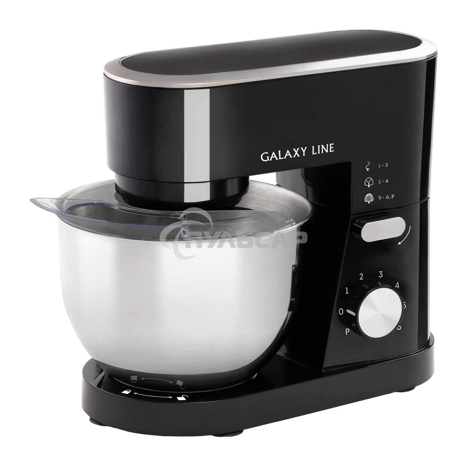 Миксер Galaxy Line GL 2236, черный, планетарный, 1600 Вт, 6 скоростей, импульсный режим