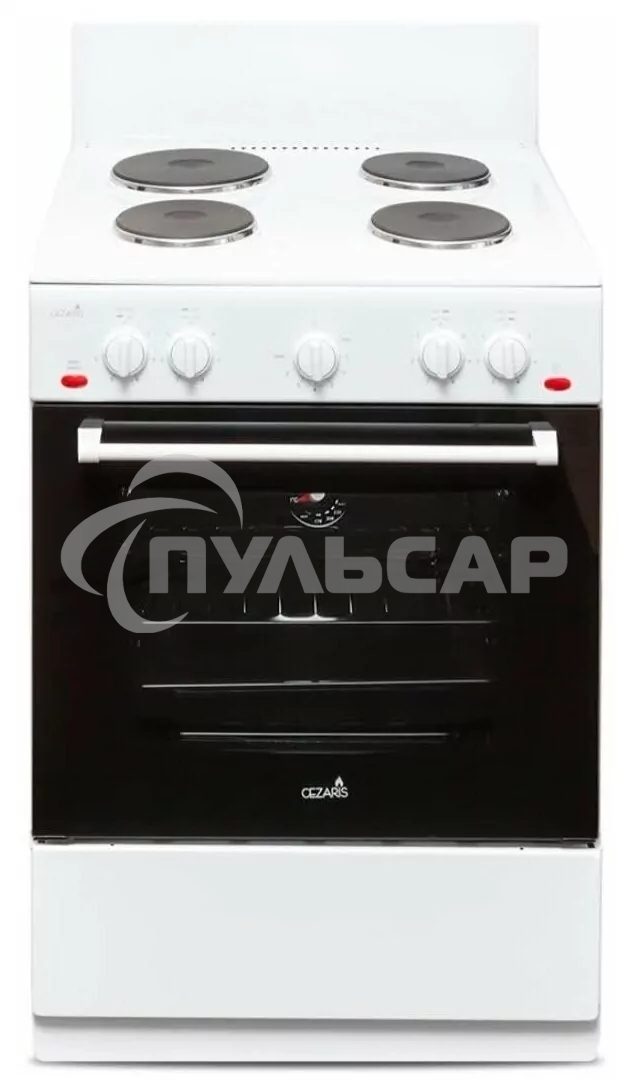 Плита электрическая Cezaris ПЭ Н Д 3000-02 белый, конфорок 4 электрических, духовка 58 л, 60 см x 85 см x 60 см
