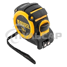Рулетка 10м х 32мм, автоматич. фиксац., нейлон. покрытие, магнит. зацеп, двухстор. разметка Denzel