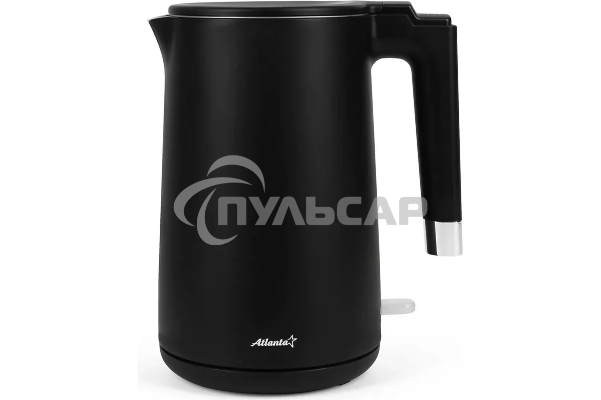 Чайник электрический Atlanta ATH-2449 черный 1,7л, нержавейка, двухстенный