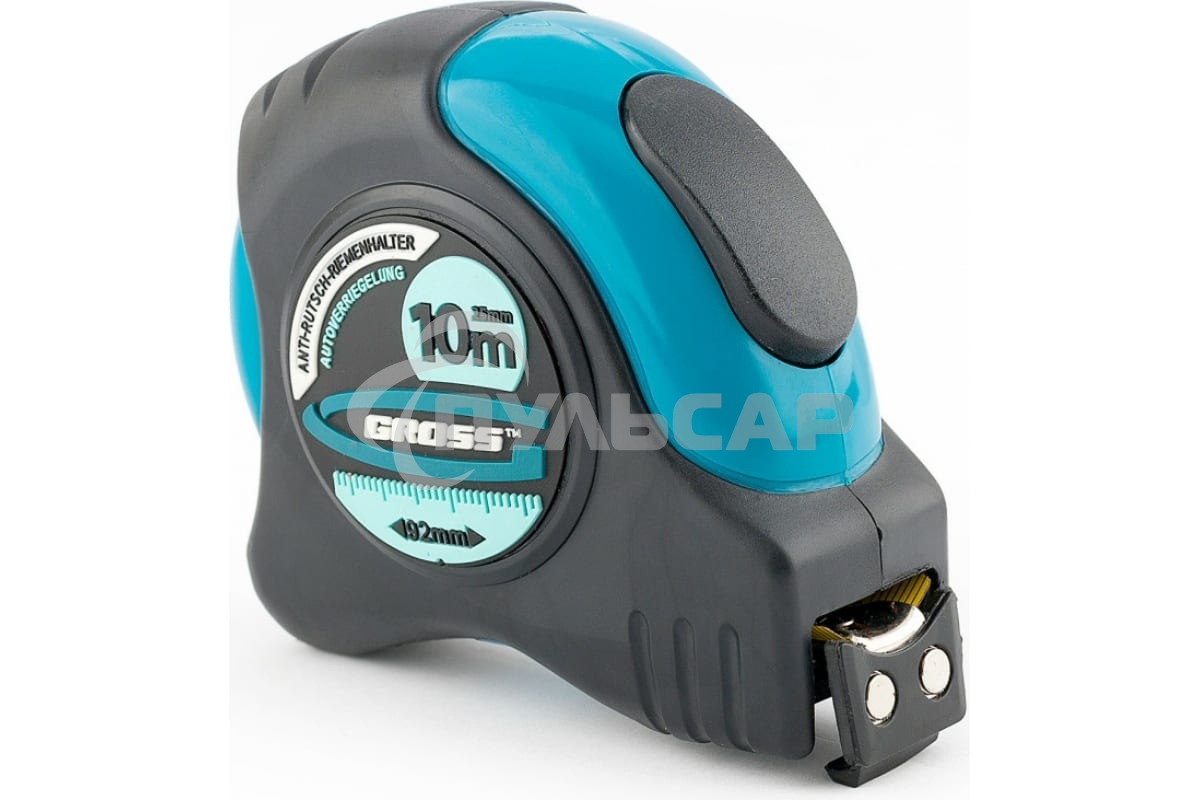 Рулетка GROSS 31115 ''schlagfest'' 10м x 25мм магн. обрез зацеп двухст. шкала автоматич. фиксация