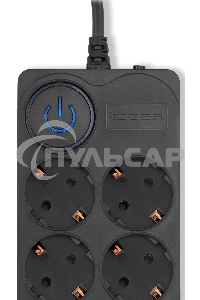 Сетевой фильтр Ippon BK-8-EU-5-16-B 5м (8 розеток) черный (коробка)