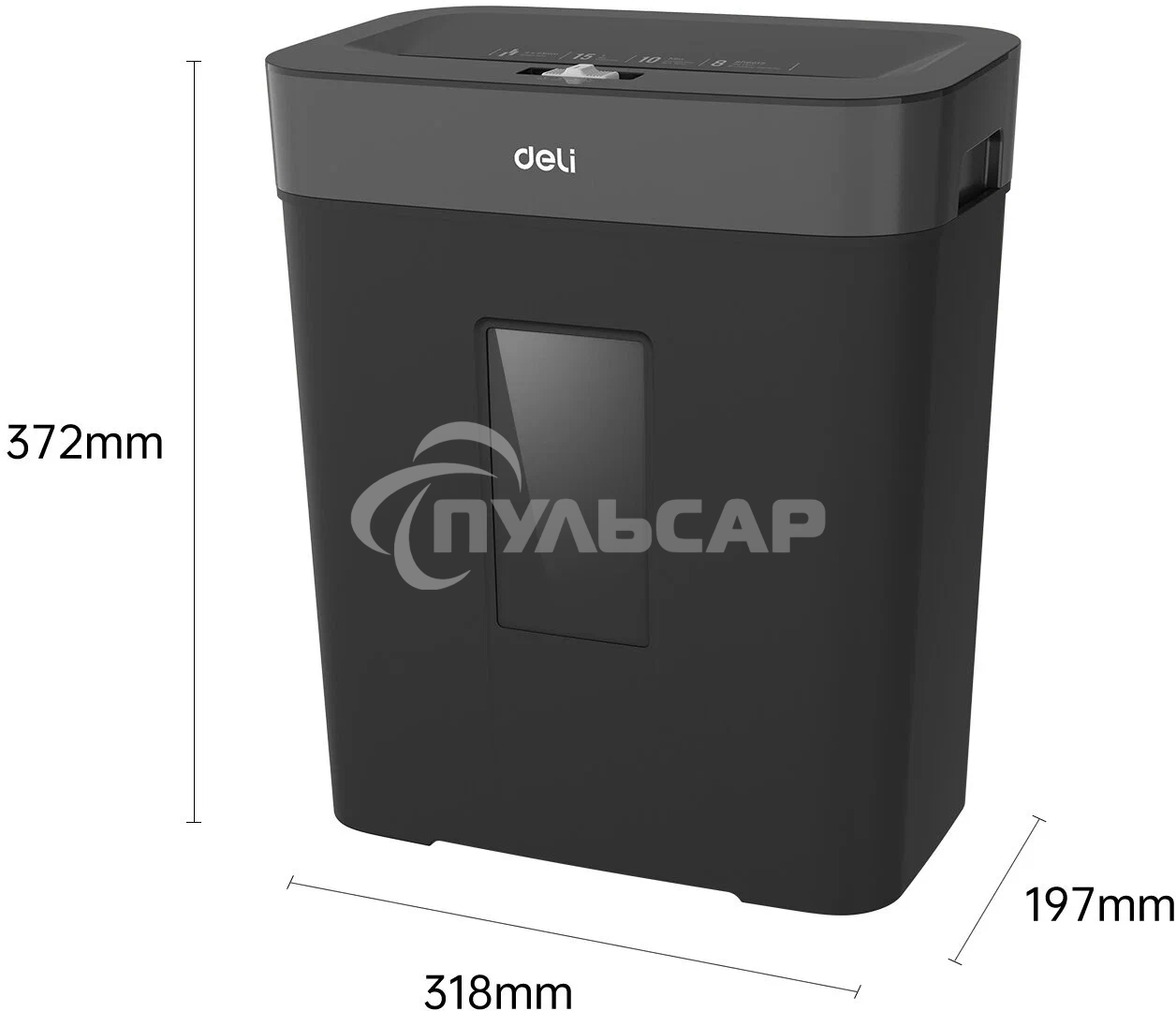 Шредер Deli ET023 черный (секр.P-4) фрагменты 8лист. 15лтр.