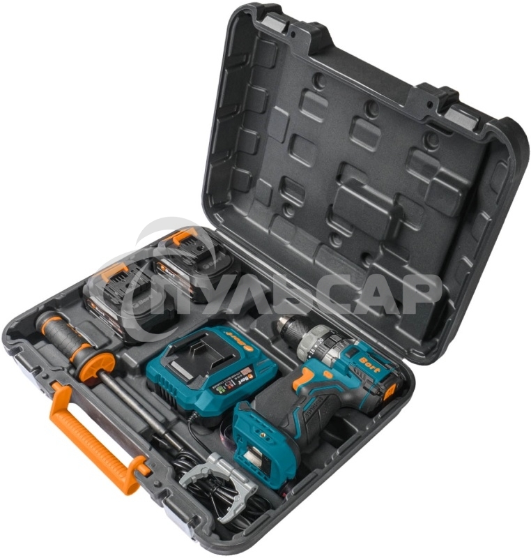 Дрель-шуруповерт Bort BAB-21Ix2Li-XDK, Аккумуляторная, 18В, 2 АКБ, Ударная