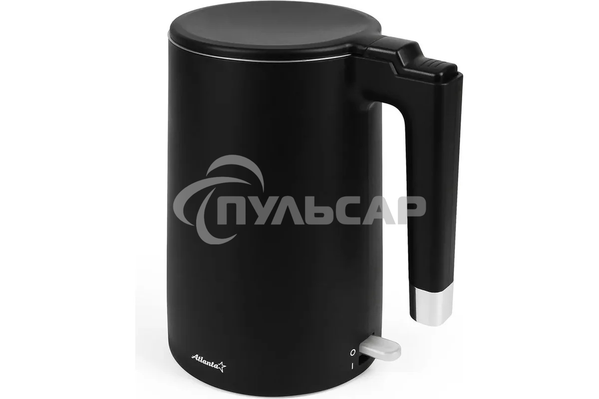 Чайник электрический Atlanta ATH-2449 черный 1,7л, нержавейка, двухстенный