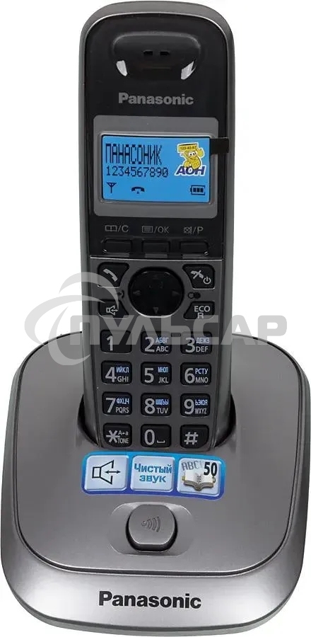 Телефон беспроводной (DECT) Panasonic KX-TG2511RUM (металик) АОН, Caller ID,спикерфон на трубке,переход в Эко режим одним нажатием