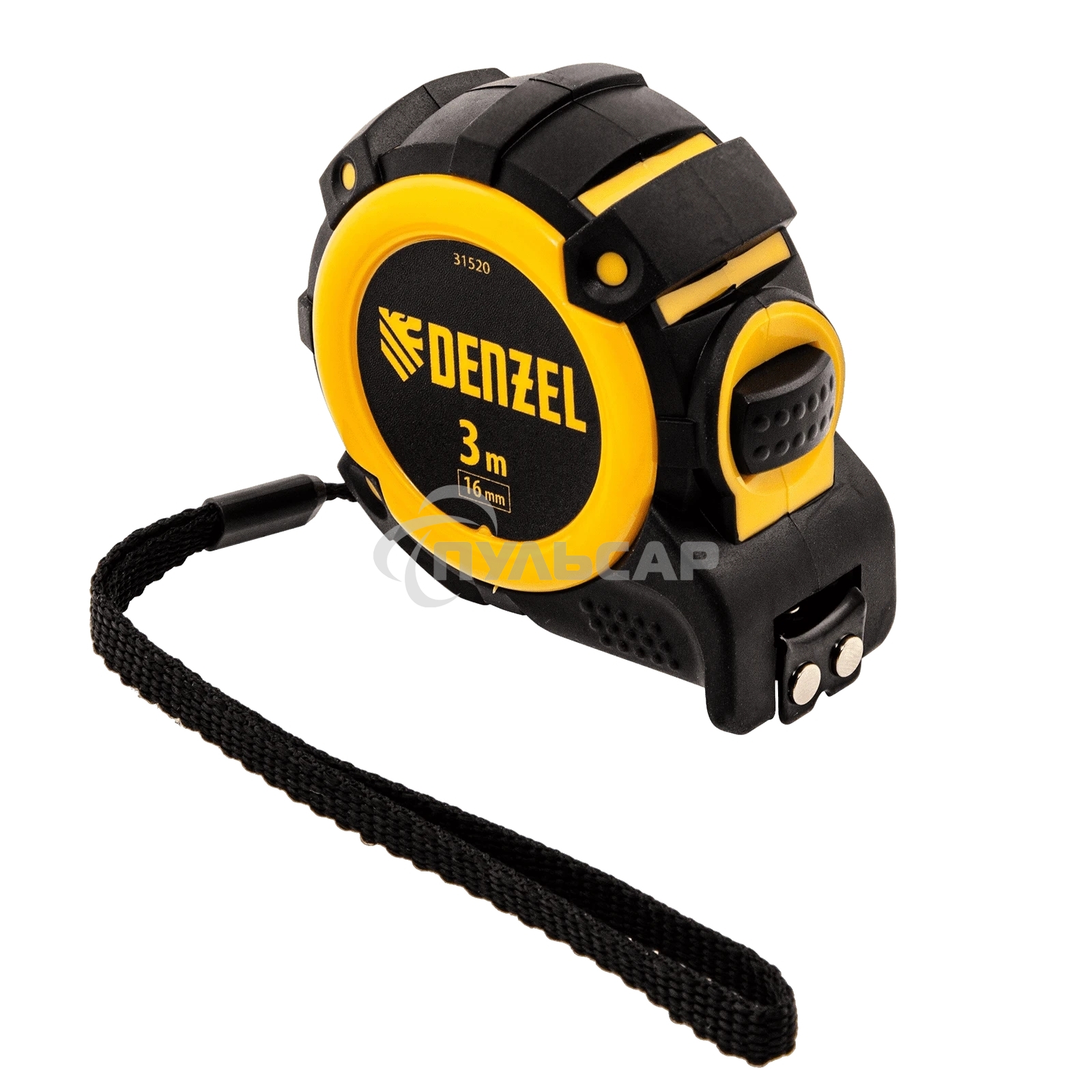 Рулетка 3м х 16мм, автоматич. фиксац., нейлон. покрытие, магнит. зацеп, двухстор. разметкаDenzel