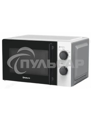 Микроволновая печь Sakura SA-7050W белый, 20 л, 700 Вт, переключатели - поворотный механизм
