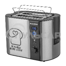 Тостер электрический ENDEVER Skyline ST-127, мощность 800 Вт, стальной/черный, 6 реж. поджаривания, 2 отсека для тостов, 4 шт/уп