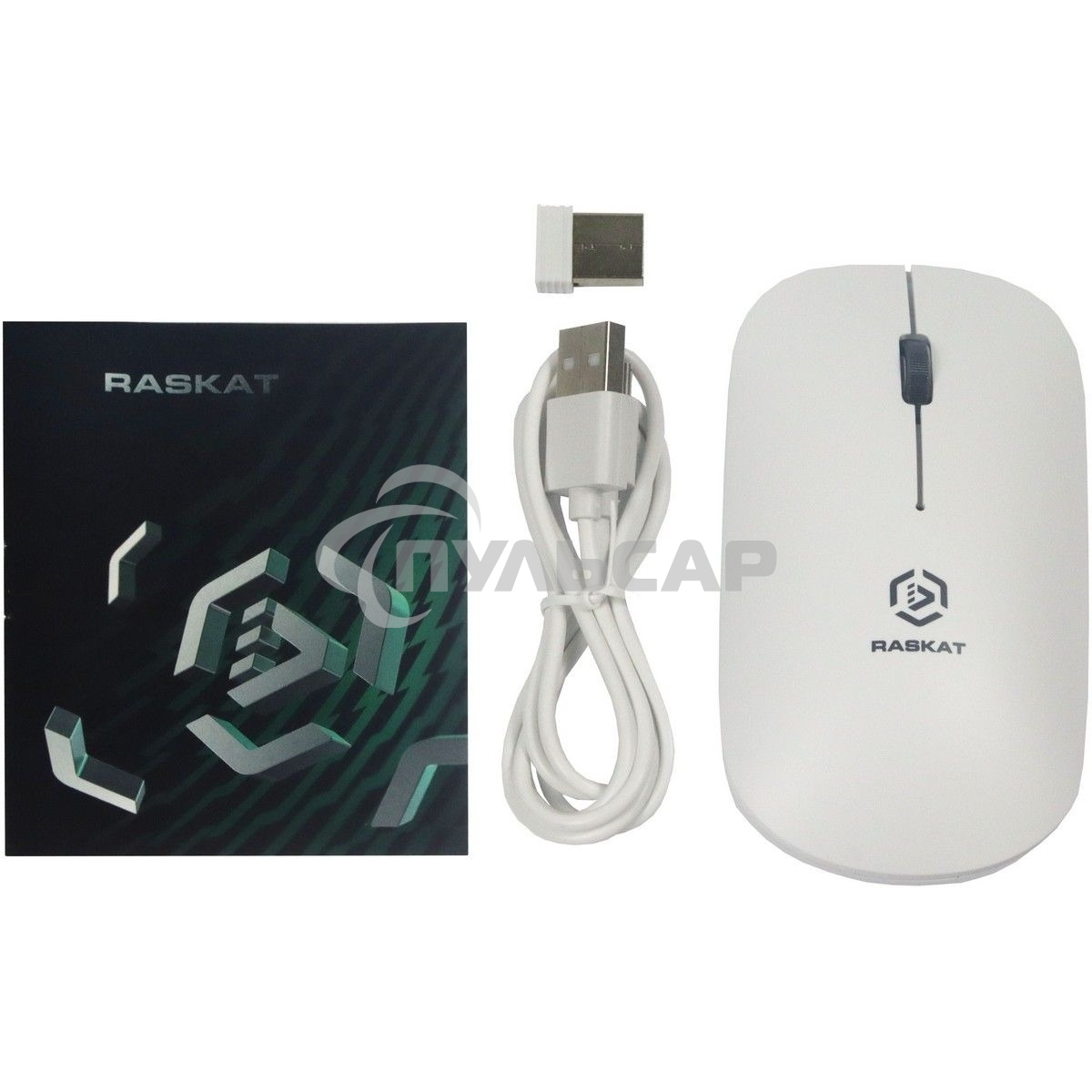 Мышь беспроводная Raskat M003WR белый, 2400 dpi, радиоканал, Bluetooth, USB, кнопки - 3