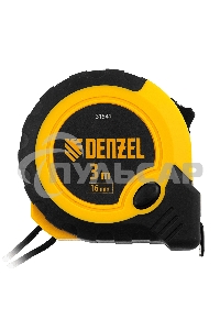 Рулетка 3м х 16мм, двухкомп. корпус, кнопка-пауза Denzel
