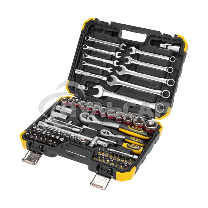 Набор инструментов KRANZ 1/2, 1/4, CrV, пластиковый кейс, 82 предмета