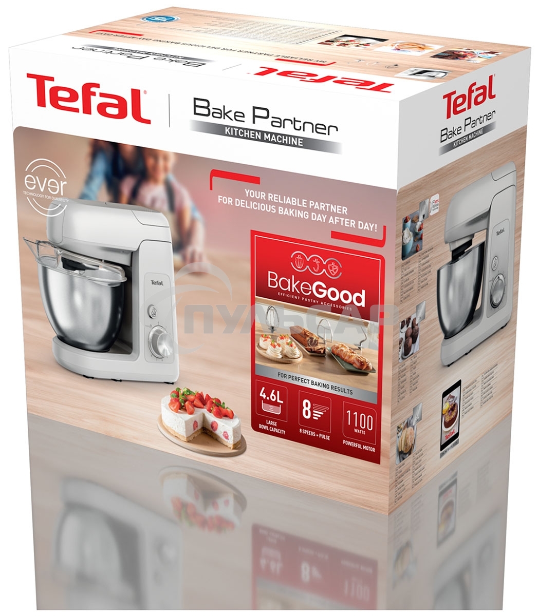 Кухонная машина Tefal Bake Partner QB520B38, серый/серебристый