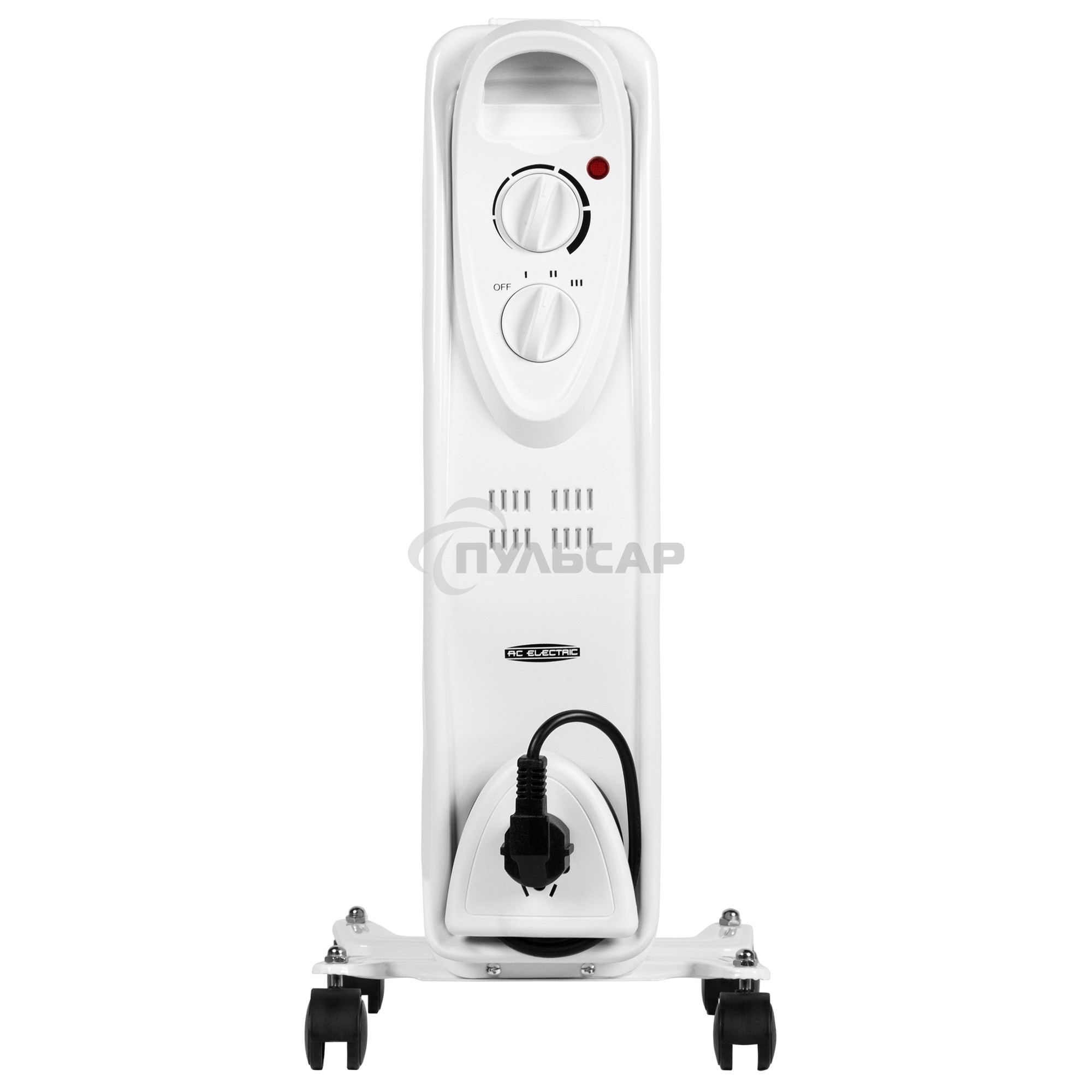 Обогреватель масляный AC ELECTRIC AOH/BM-11BW 2200 (11 секций) белый, 2200 Вт, 27 м2, термостат