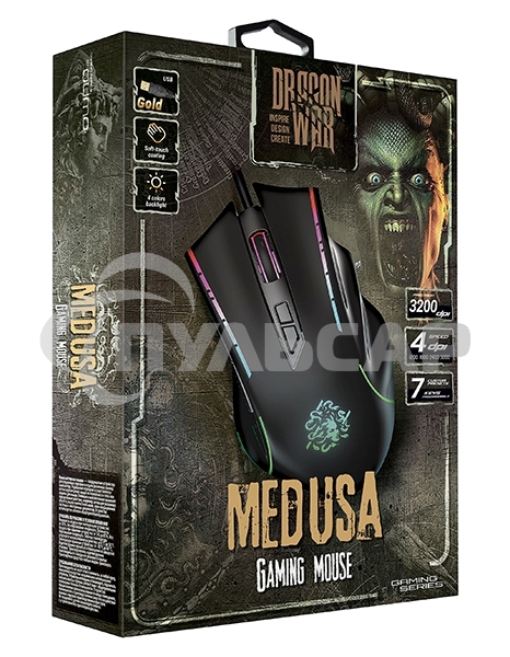 Мышь проводная Qumo Medusa M81 черный, 3200 dpi, USB, кнопки - 7