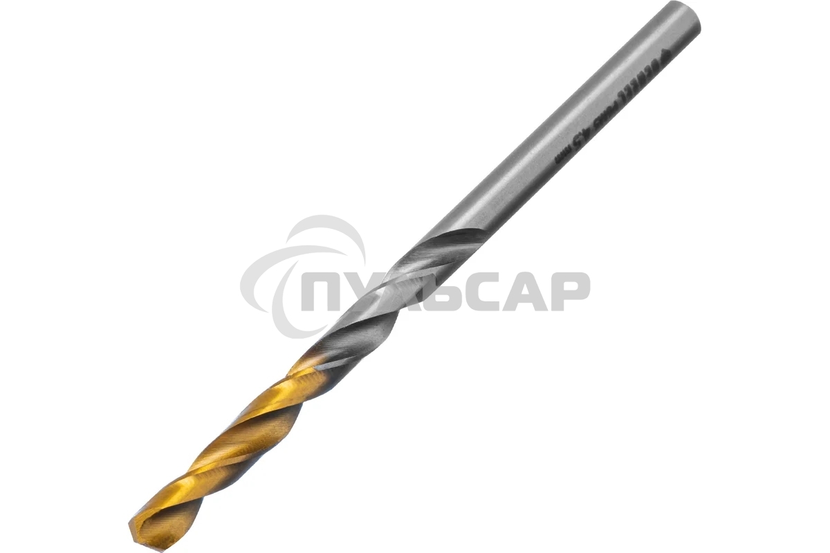 Сверло спиральное по металлу Denzel 4,5 x 80мм, Р6М5, Golden Tip