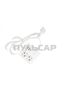 Бытовой удлинитель PowerCube, 2р с/з вык.,3USB, 3500 Вт, 16А, 1.9 м, 3*1,0 (белый) квадрат