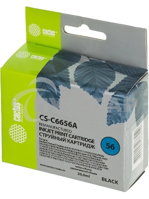 Картридж струйный Cactus CS-C6656A №56 черный (20 мл) для HP DeskJet 450/5145/5150/5151/5550/5552