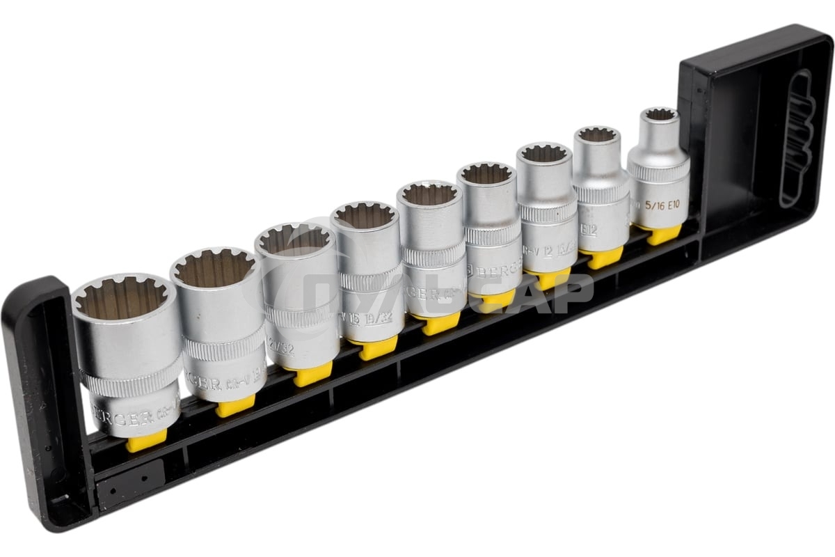 Набор головок BERGER BG2039 торцевых 1/2'' spline 9предметов