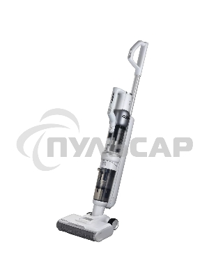 Пылесос вертикальный моющий Polaris PVCW 6070 белый, питание от аккумулятора, 135 Вт, уборка влажная/сухая, пылесборник 0.2 л