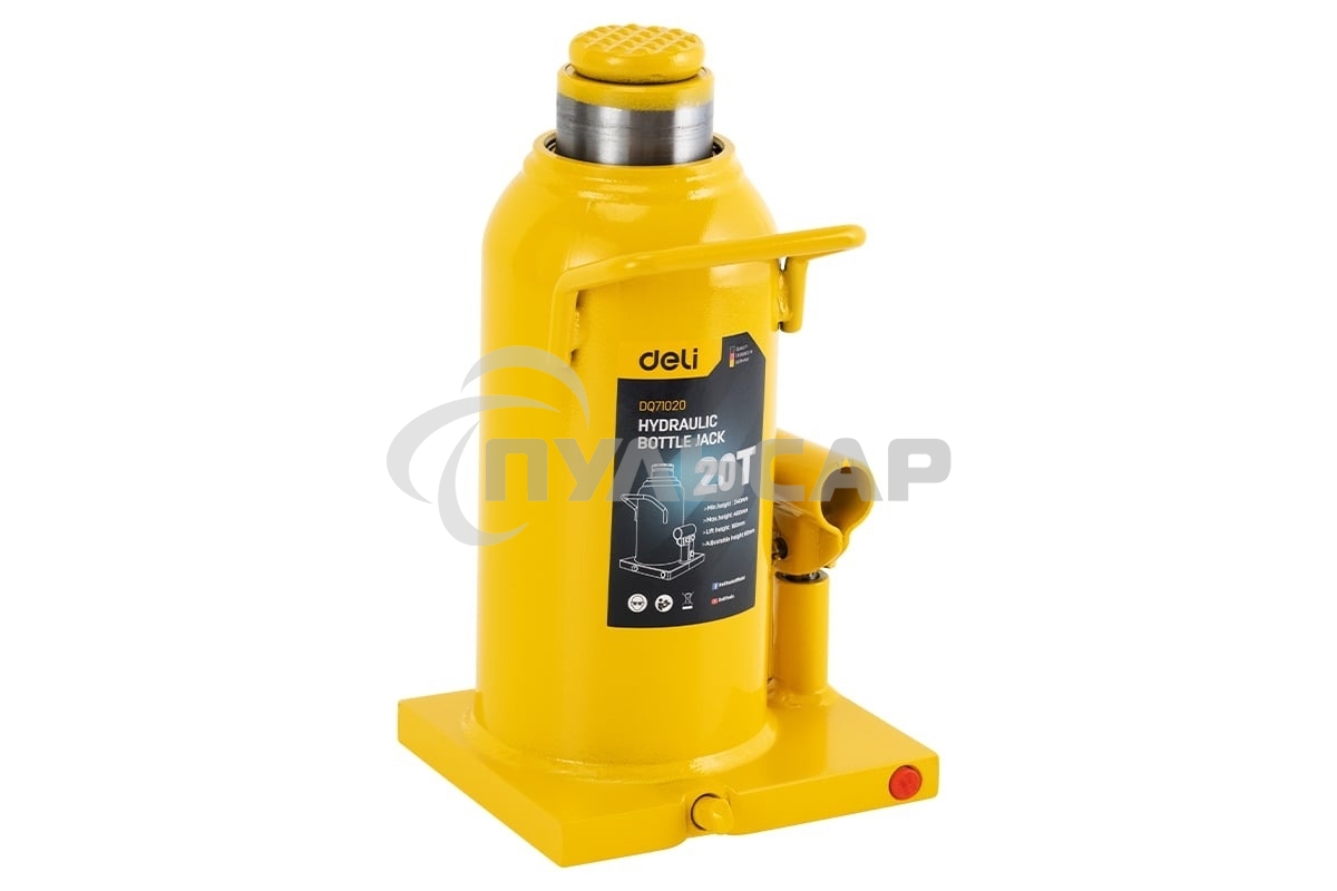 Домкрат бутылочный гидравлический Deli DQ71020 макс.грузоподъемность 20 т