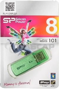 Флешка USB R/W Silicon Power R/W 8Gb Helios 101 SP008Gb,UF2101V1N USB 2.0 зеленый