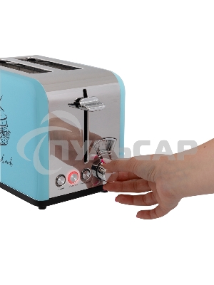 Тостер VLK Palermo 100, мощность 900 Вт, голубой, 5 регулировок поджаривания