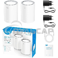 Бесшовный Mesh роутер Cudy M1800 (M1800 2-PACK) AX1800 10/100/1000BASE-TX/Wi-Fi белый (упак.:2шт)