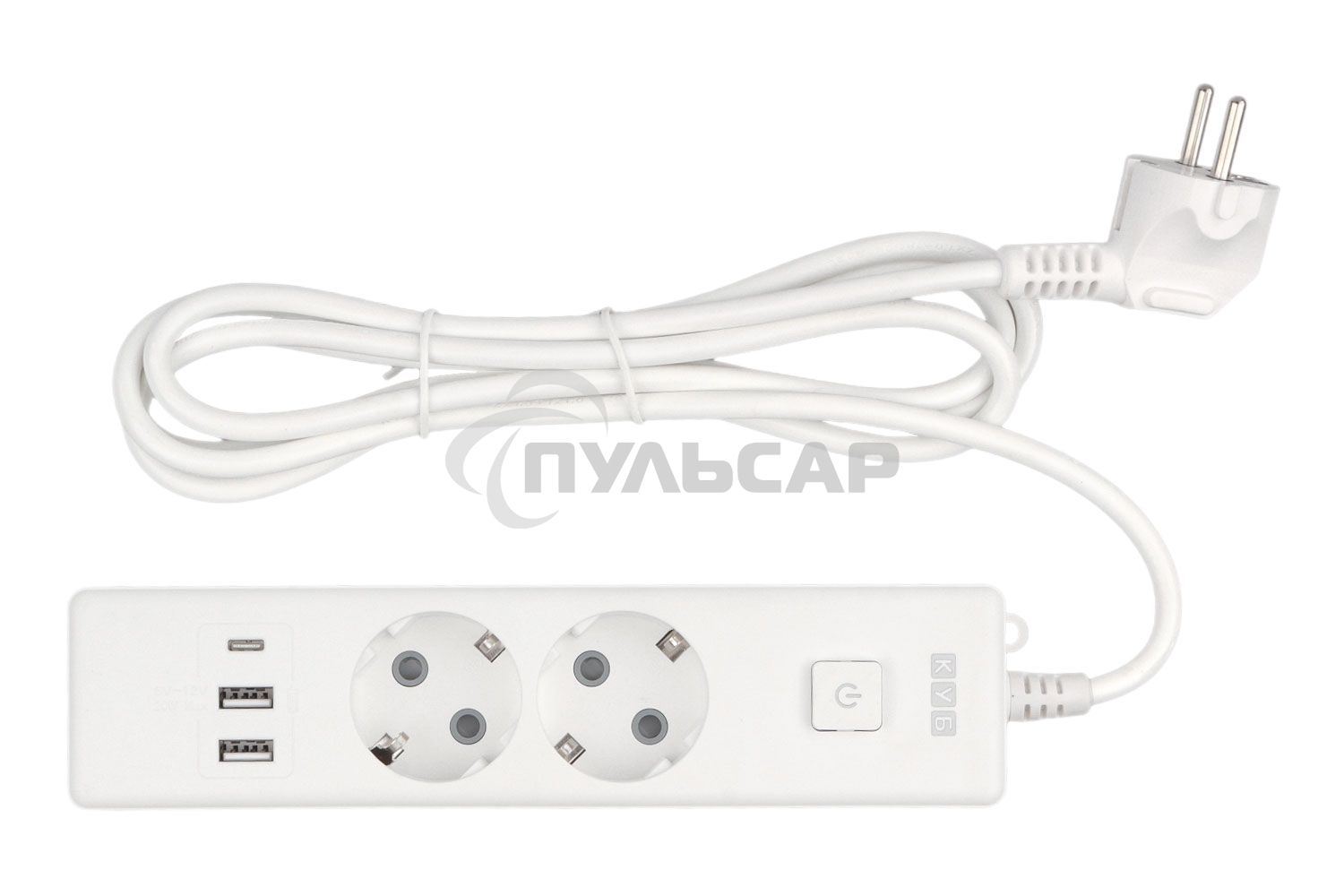 Бытовой удлинитель PowerCube, 2р с/з вык.,3USB, 3500 Вт, 16А, 1.9 м, 3*1,0 (белый) PC-4-2M