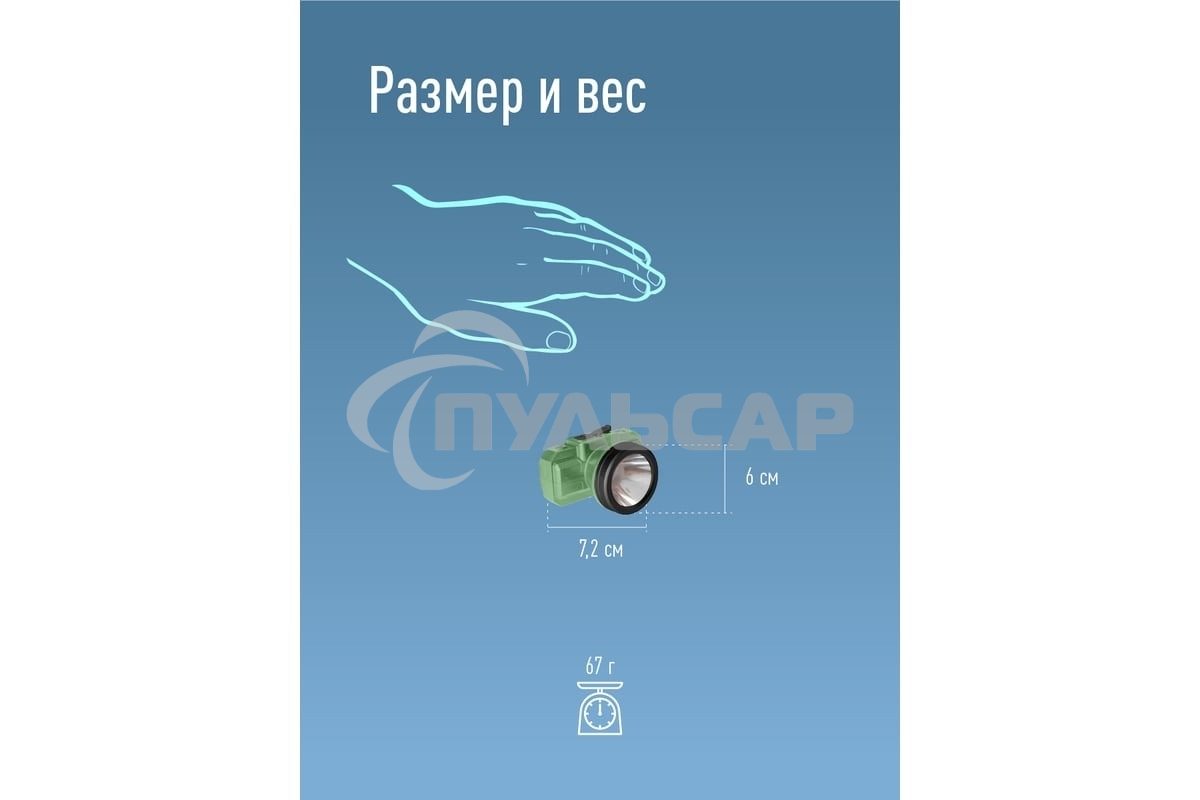 Фонарь аккумуляторный налобный Космос KOC516Lit 2Вт LED Li-ion 14500 500мА.ч корпус ABS-пластик USB-шнур type C регулируемый эласт. ремешок