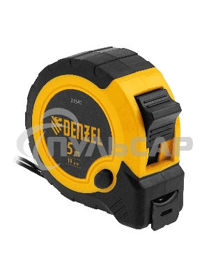 Рулетка 5м х 19мм, двухкомп. корпус, кнопка-пауза Denzel