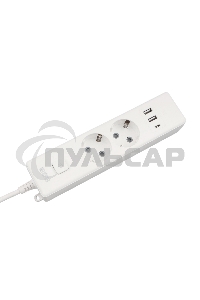 Бытовой удлинитель PowerCube, 2р с/з вык.,3USB, 3500 Вт, 16А, 1.9 м, 3*1,0 (белый) PC-4-2M