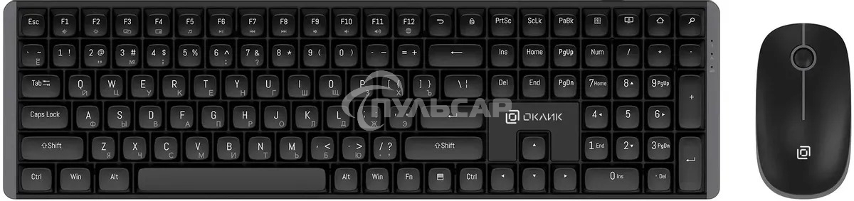 Комплект клавиатура+мышь Оклик S315W беспроводной USB 1600 DPI черный (1978741)