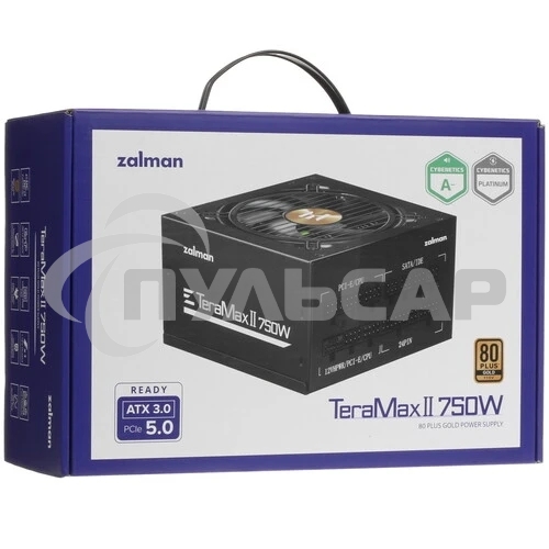 Блок питания Zalman TeraMax II Retail (ZM750-TMX2), 750Вт, PLUS Gold, 120мм, модульный, черный