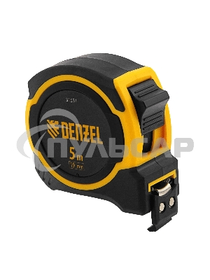 Рулетка 5м х 19мм, двухкомп. корпус, магнитный обрезиненный зацеп Denzel