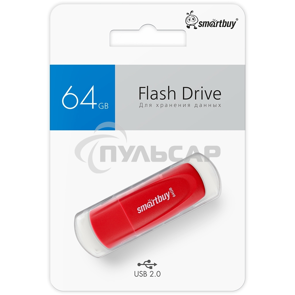 Флешка USB Smartbuy R/W (SB064 Gb2SCR) UFD 2.0 064 Gb Scout Red красный