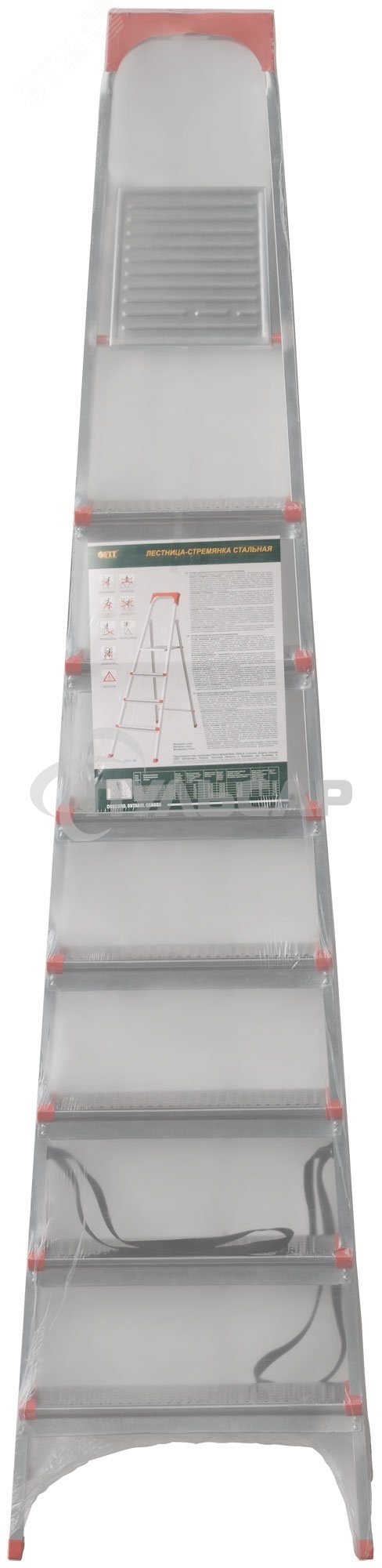 Лестница-стремянка стальная Fit 65336, 8 ступеней, вес 9.8 кг
