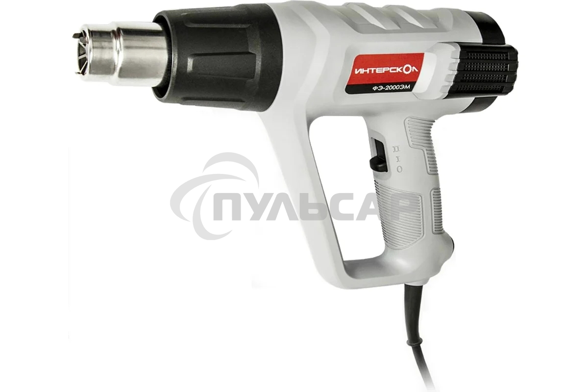 Фен строительный ИНТЕРСКОЛ ФЭ-2000ЭМ, 2000Вт,50-600°С,поток 300-500л/мин,дисплей,0.77кг 385.0.1.00