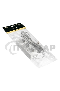 Удлинитель ExeGate ECE-3-3W (EX285806RUS), белый, 3 м, Евровилка с заземлением, 3 евророзетки с заземлением, 2200 Вт