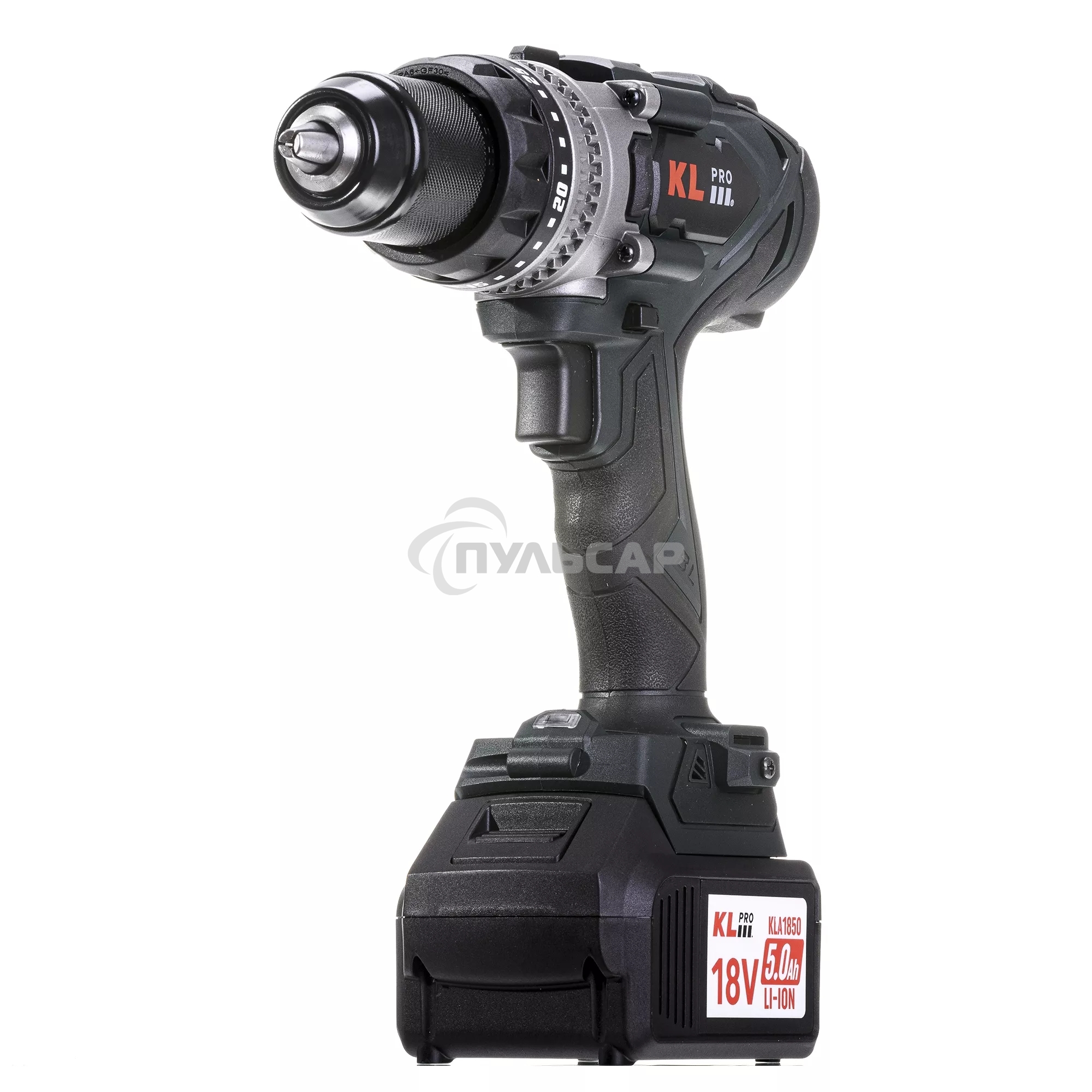Профессиональный аккумуляторный бесщеточный ударный шуруповерт KLPRO KLDM18BHX-50 (18В, Li-ion-2шт, 5.0А·ч, 150Нм, 2 скорости, подсветка, магнитная бита,З/У,в кейсе)