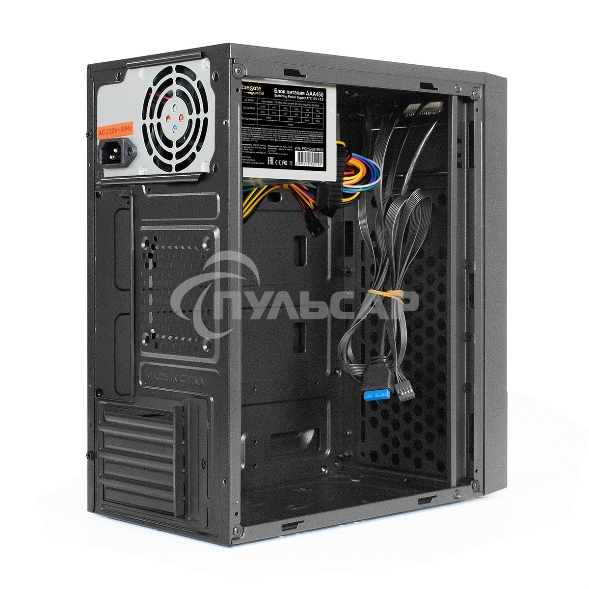 Компьютерный корпус Minitower ExeGate BAA-113U-UNS350 (mATX, БП UNS350 с вент. 12см, 2*USB+1*USB 3.0, аудио, черный)