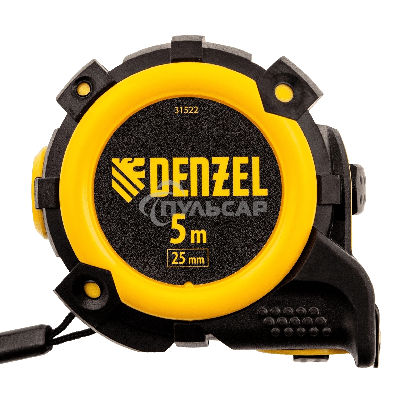 Рулетка 5м х 25мм, автоматич. фиксац., нейлон. покрытие, магнит. зацеп, двухстор. разметка Denzel