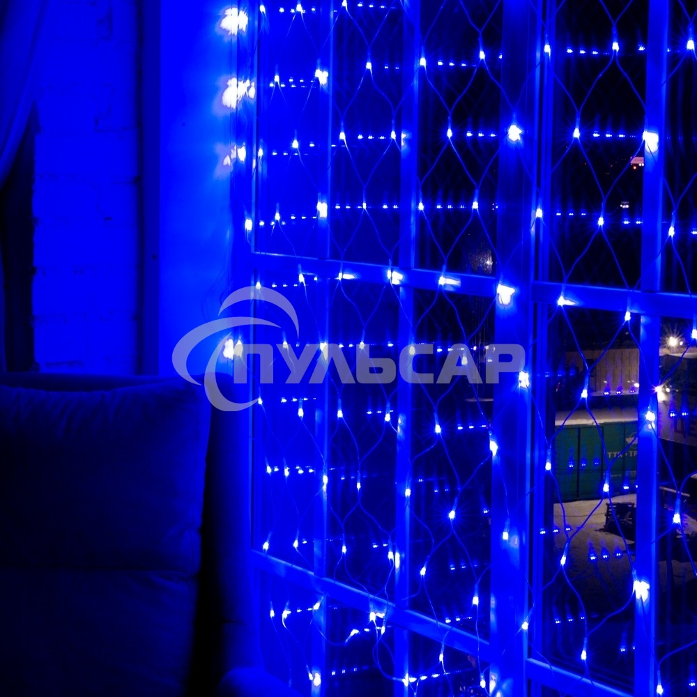 Гирлянда светод. Funray Cетка ML-144B, 1.0*1.5м, 144LED, синий, IP20, прозрачный шнур 1,5м, контр,