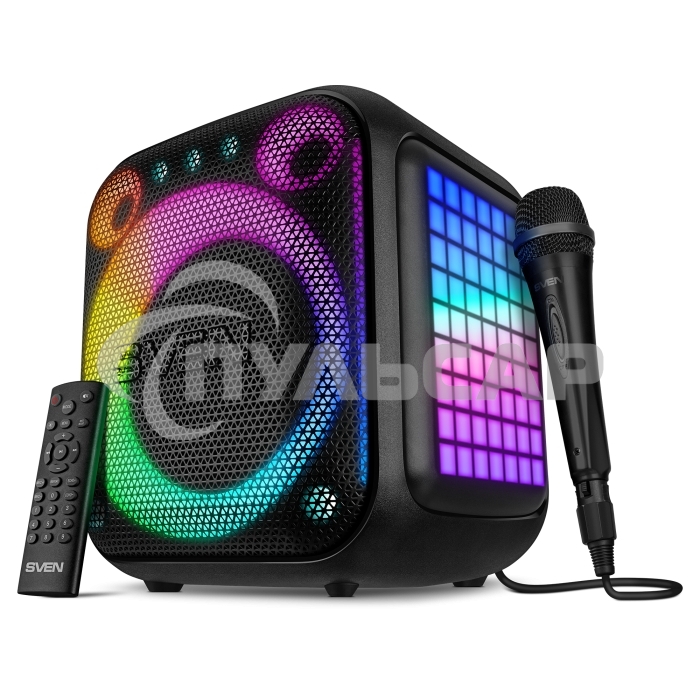 Портативная колонка Sven PS-880, черный, 1.0, 110 Вт (RMS), Bluetooth, FM, USB, microSD, LED-дисплей, аккумулятор