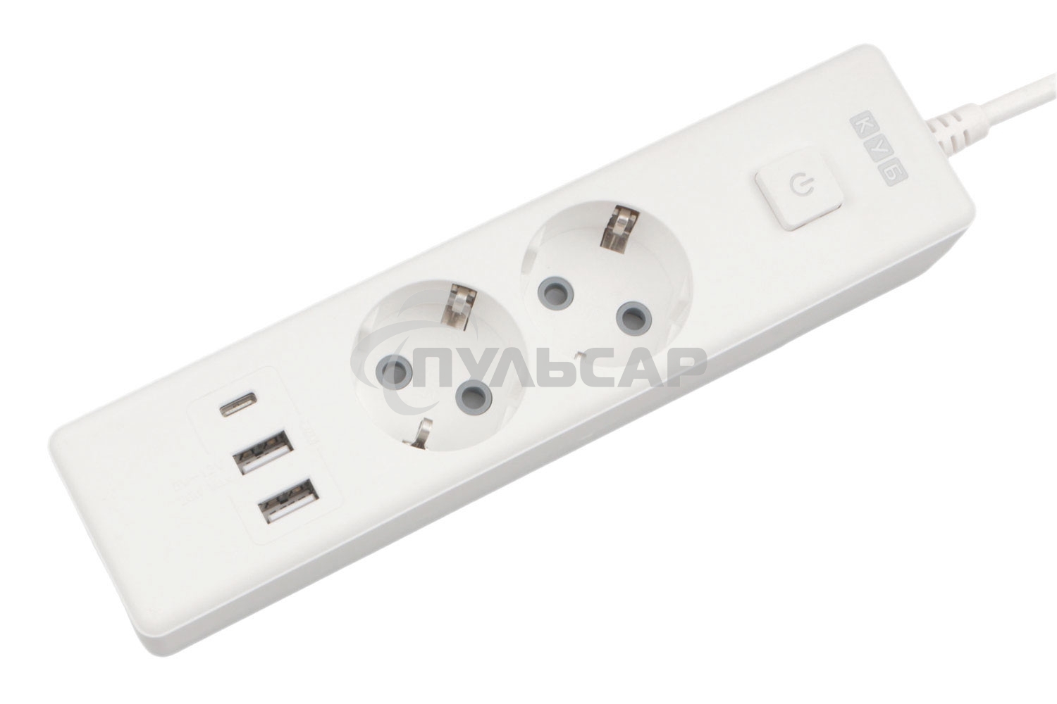 Бытовой удлинитель PowerCube, 2р с/з вык.,3USB, 3500 Вт, 16А, 1.9 м, 3*1,0 (белый) PC-4-2M