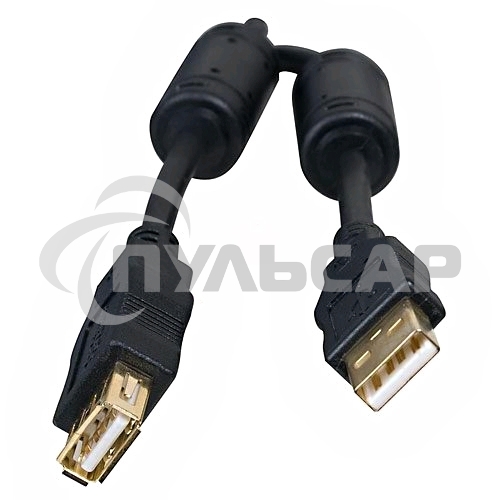 Кабель 5bites Проф.Кабель 5bites UC5011-018A USB2.0, AM/AF, зол.разъемы, ферр.кольца, 1.8м., черный