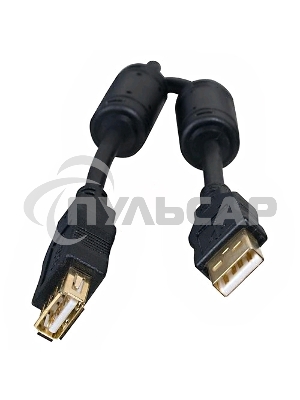 Кабель 5bites Проф.Кабель 5bites UC5011-018A USB2.0, AM/AF, зол.разъемы, ферр.кольца, 1.8м., черный