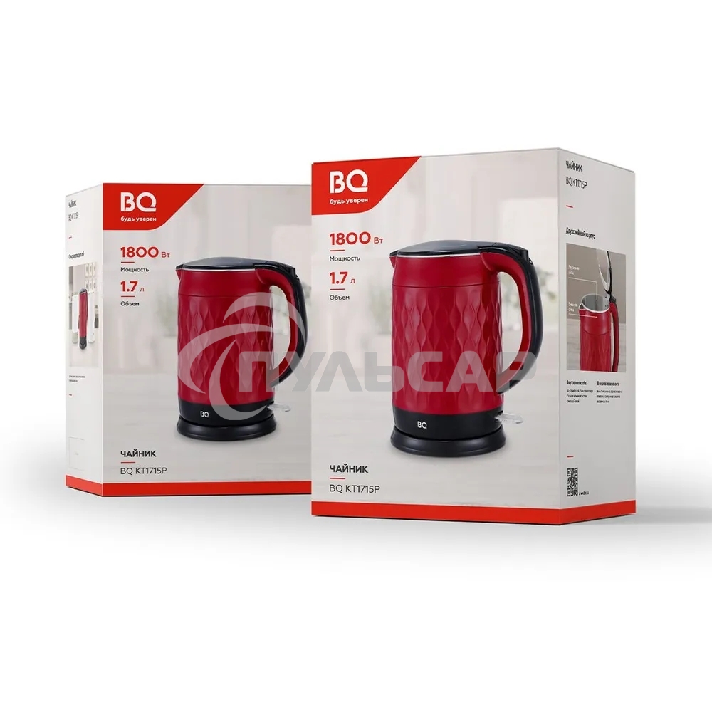 Чайник электрический BQ KT1715P белый. Мощность:1800 Вт, Объем 1,7л