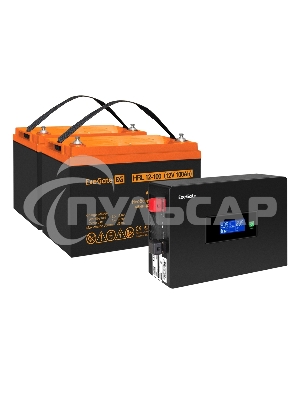 Комплект Источник бесперебойного питания EX295994RUS + батарея 100Aч EX285656RUS 2шт (инвертор, синус, для котла, PF=1, настенный) ExeGate IdealSine SR-1500.LCD.2SH 1500VA/1500W, чистая синусоида, цветной LCD-дисплей, 2*Schuko, крепление настенное, Black 