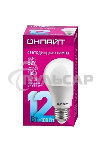 Лампа светодиодная ОНЛАЙТ 61141 OLL-A60-12-230-6.5K-E27 грушевидная